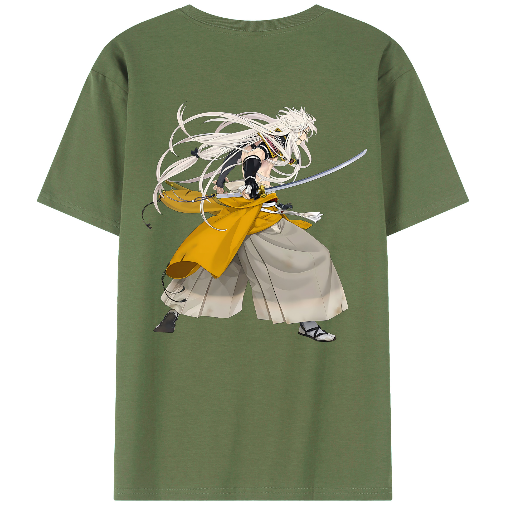 （画像用） 刀剣乱舞 Touken Ranbu 綿100％ メンズ半袖Tシャツ（バックプリント） 通気性